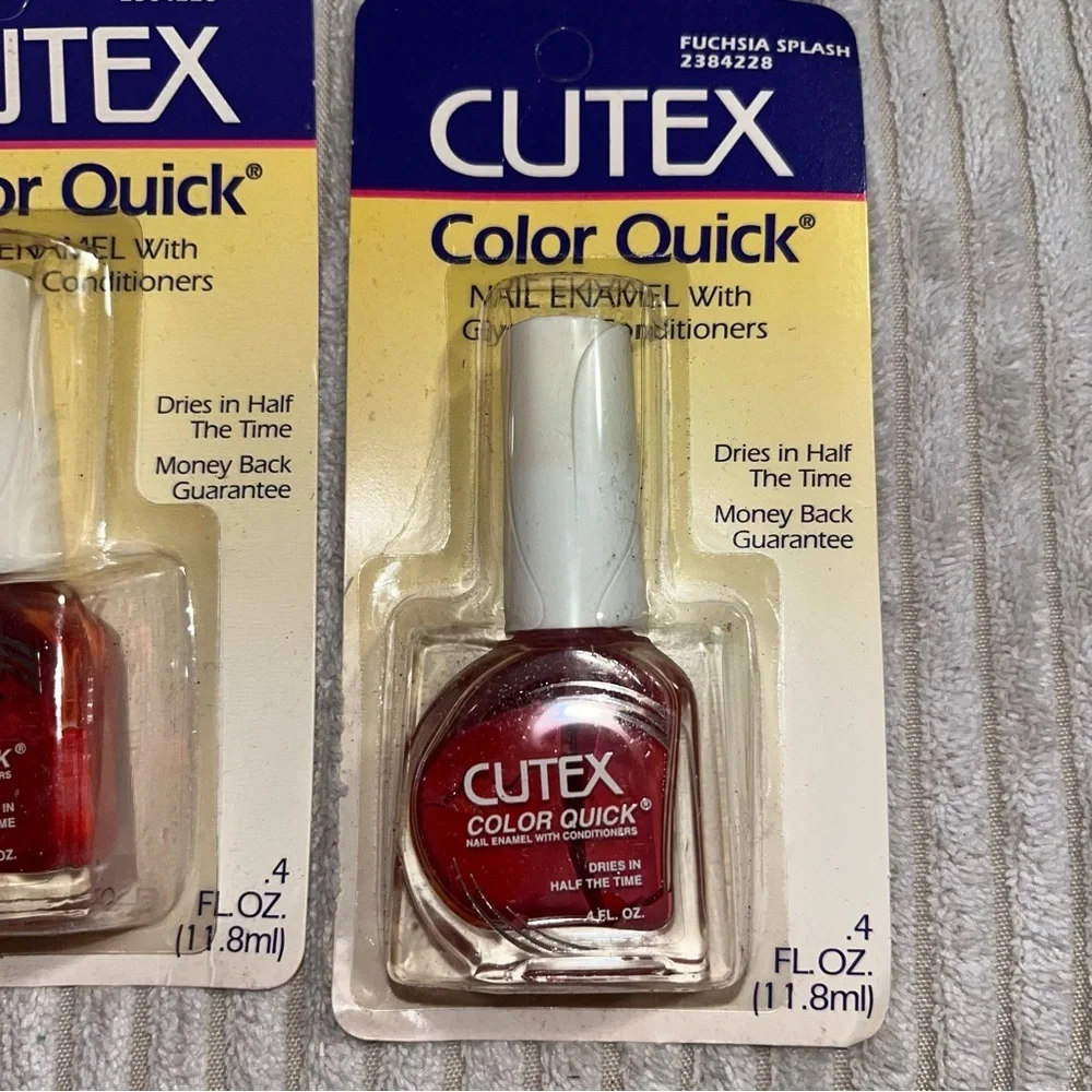 Vintage cutex color quick nail polish fuchsia splash lot of 4 bottles props